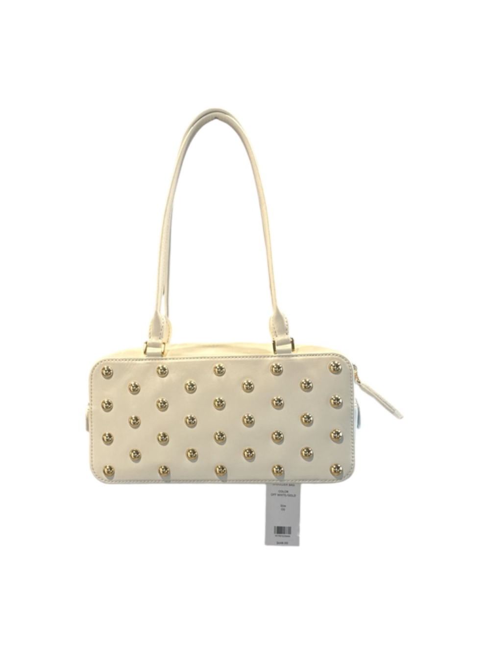 Veronica Beard Studded Boxy Leather Shoulder Bag Cream NWT